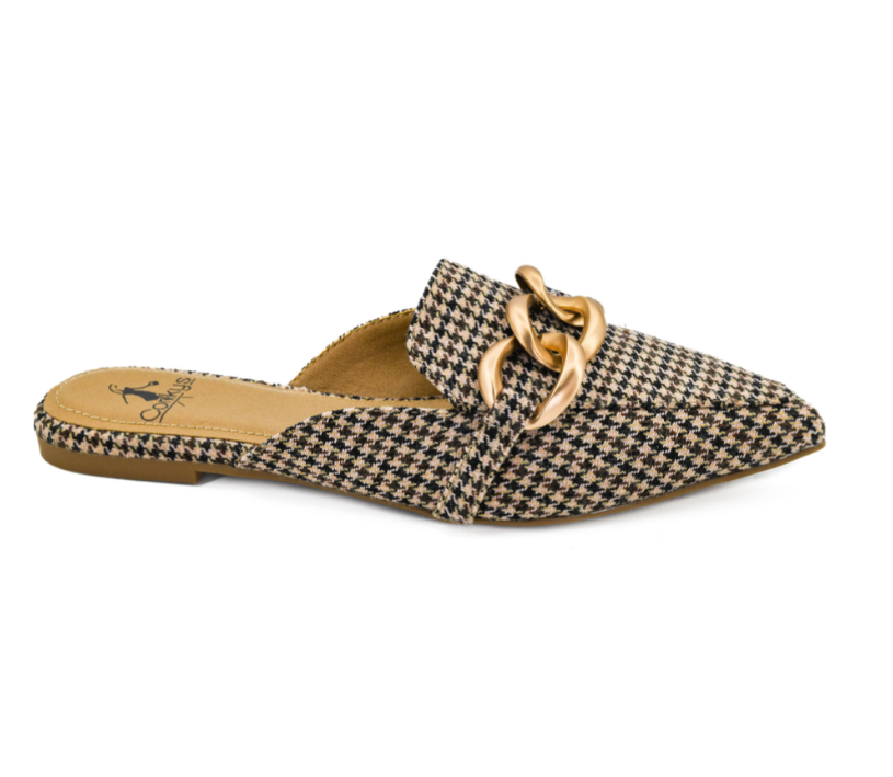 Playin For Keeps Black Tan Houndstooth