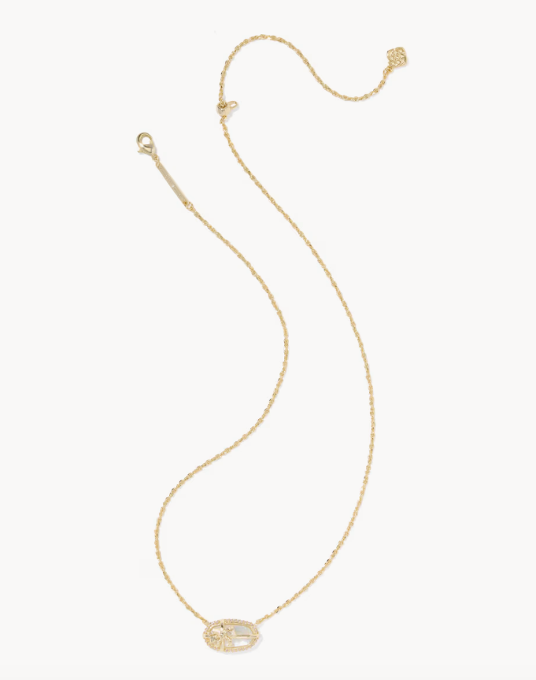 Elisa Bow Short Pendant Nickel Gold Ird Crystal Ivory Illusion