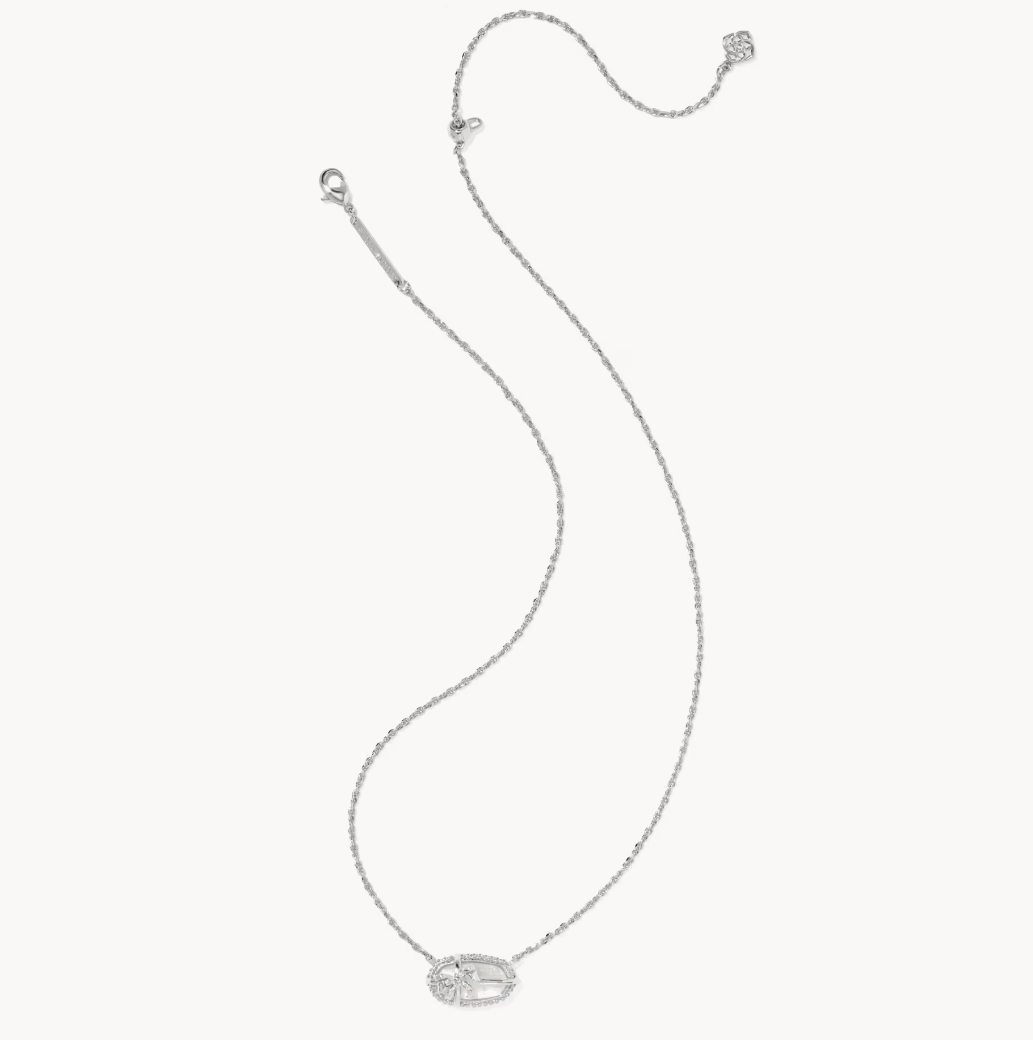 Elisa Bow Short Pendant Nickel Rhod Ird Crystal Ivory Illusion