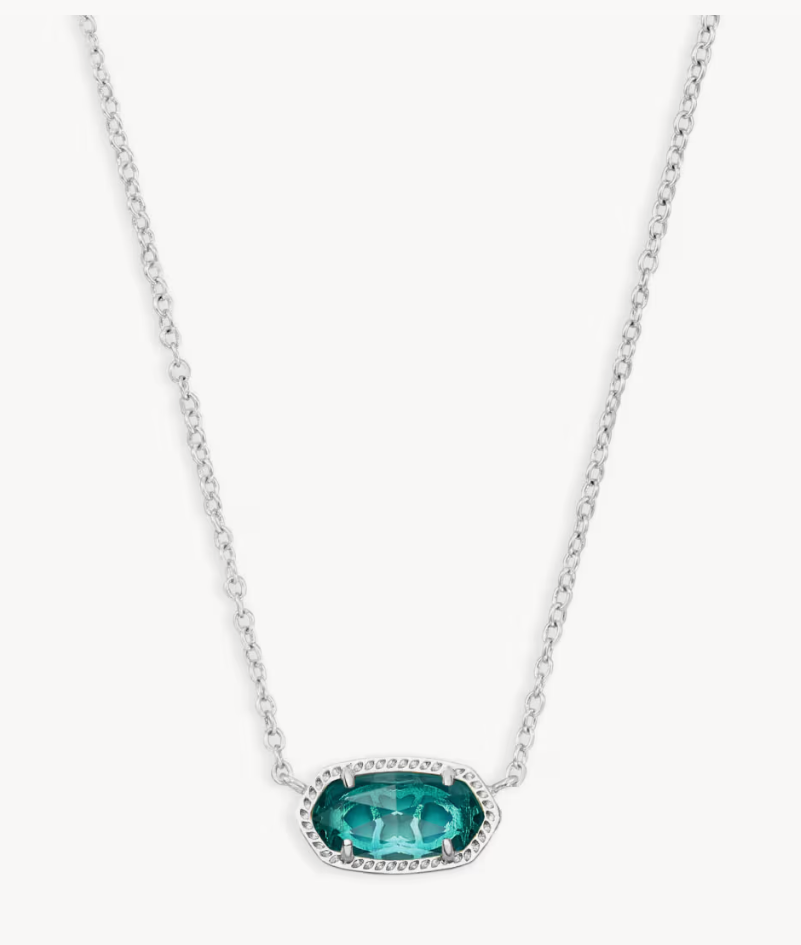 Elisa Short Pendant Necklace Rhodium London Blue
