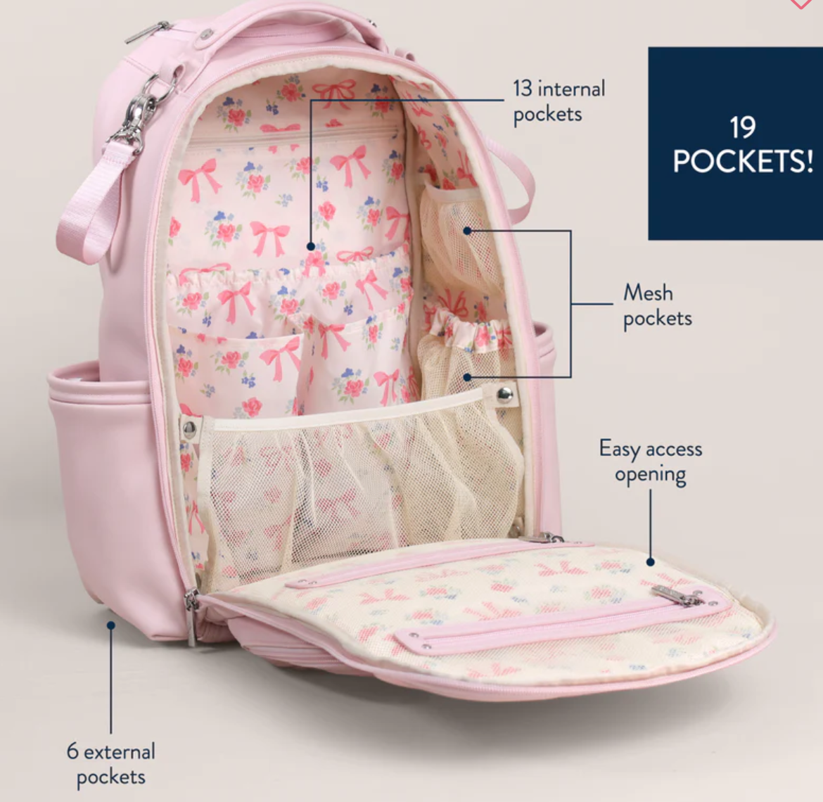 Boss Plus Backpack Diaper Bag Ribbons & Roses