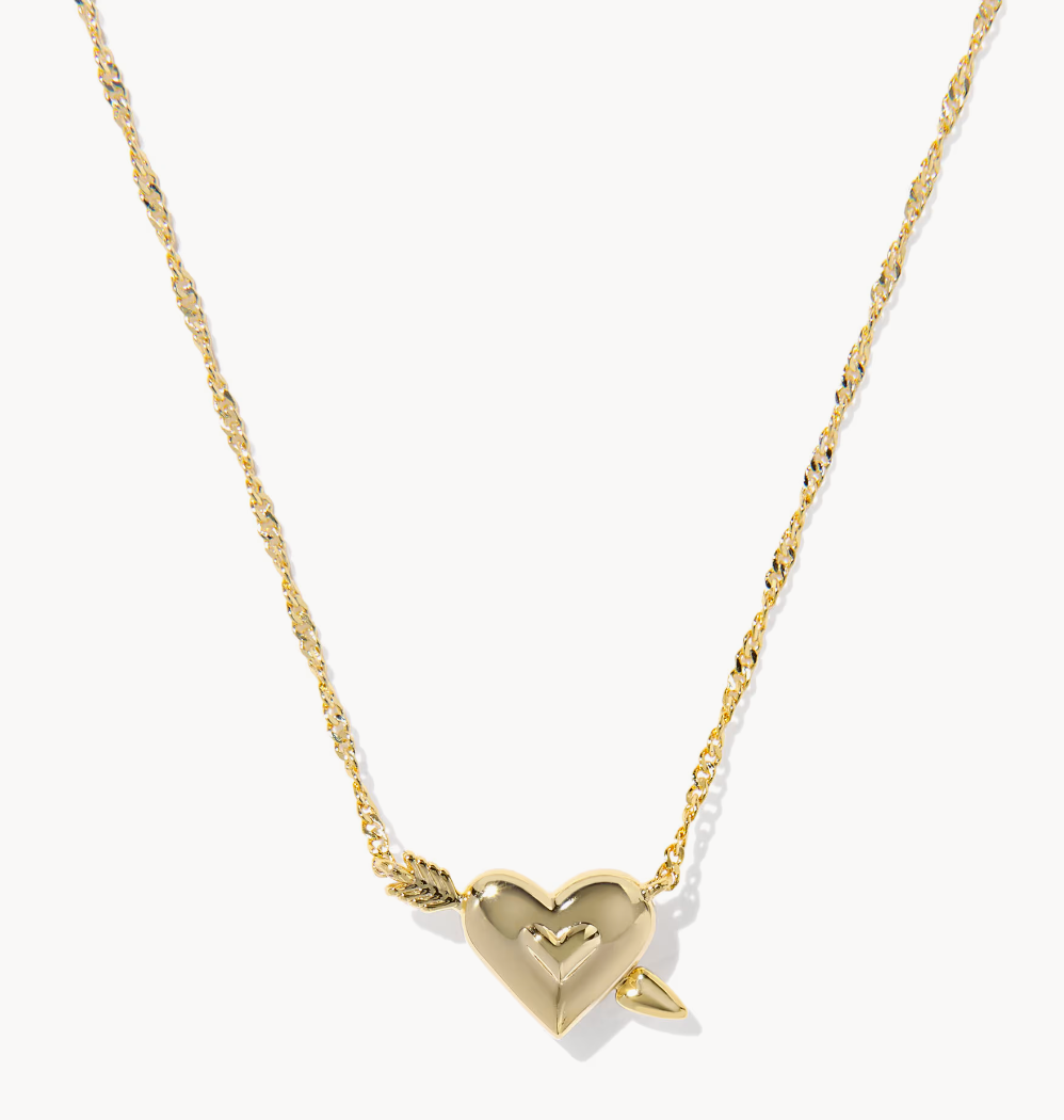 Ari Heart Arrow Pendant Gold Pink Reversible Necklace
