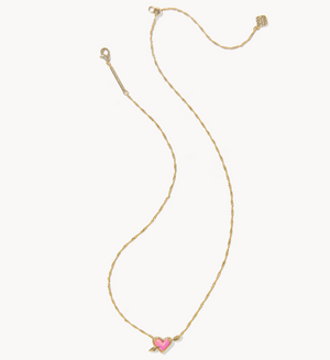 Ari Heart Arrow Pendant Gold Pink Reversible Necklace