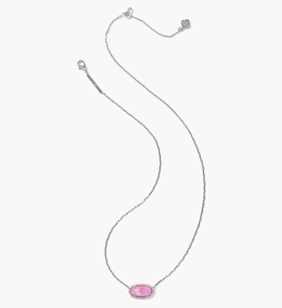 Elisa Pave Framed Pendant Rhod Pink Necklace