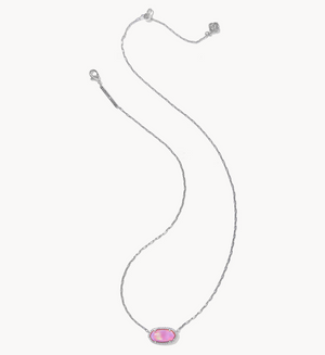 Elisa Pave Framed Pendant Rhod Pink Necklace