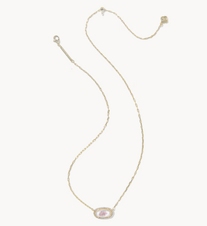 Elisa Pave Framed Pendant Gold Ivory MOP Necklace