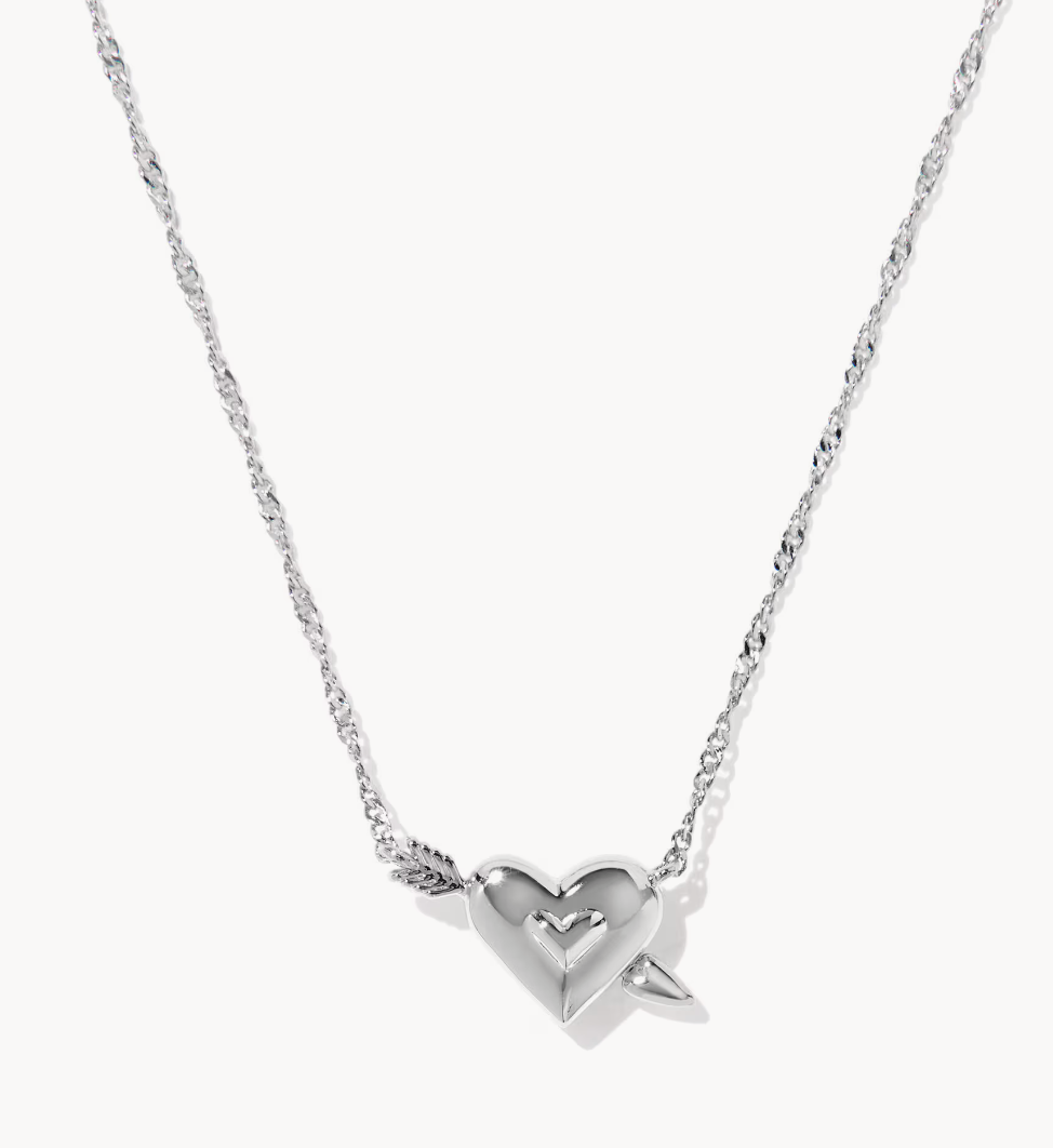 Ari Heart Arrow Pendant Rhod Pink Reversible Necklace