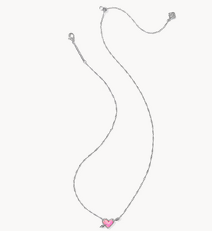 Ari Heart Arrow Pendant Rhod Pink Reversible Necklace