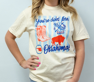 Youre Doing Fine Oklahoma Graphic Tee Ivory
