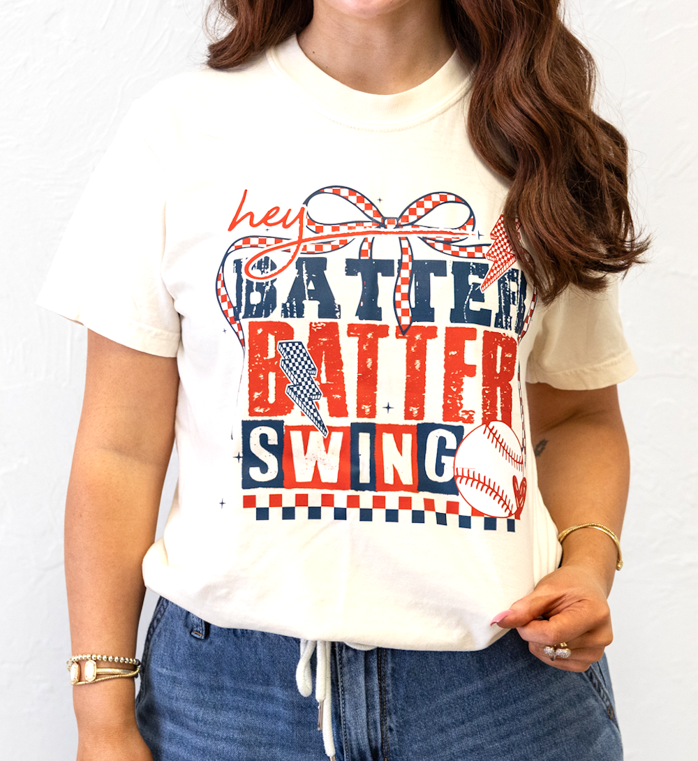 Hey Batter Batter Swing Graphic Tee Ivory