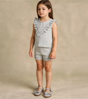 Organic Ruffle Top & Short Set Fog