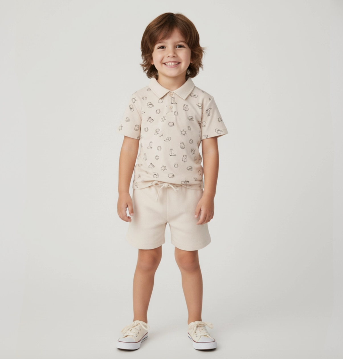 Organic Collar Tee & Short Set Rodeo