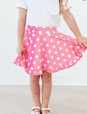 Pink Polka Dots Ruffle Twirl Skort