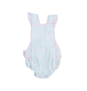 Ric Rac Ruffle Sunsuit Tiny Cherry Stripe