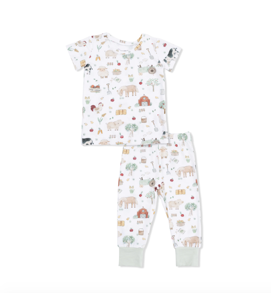 Short Sleeve Loungewear Set Cute Farm Animals Uni
