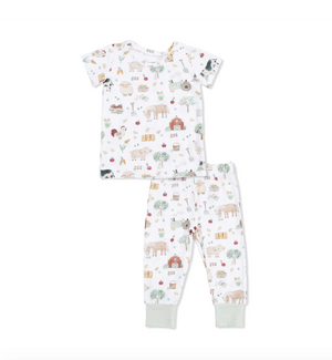 Short Sleeve Loungewear Set Cute Farm Animals Uni
