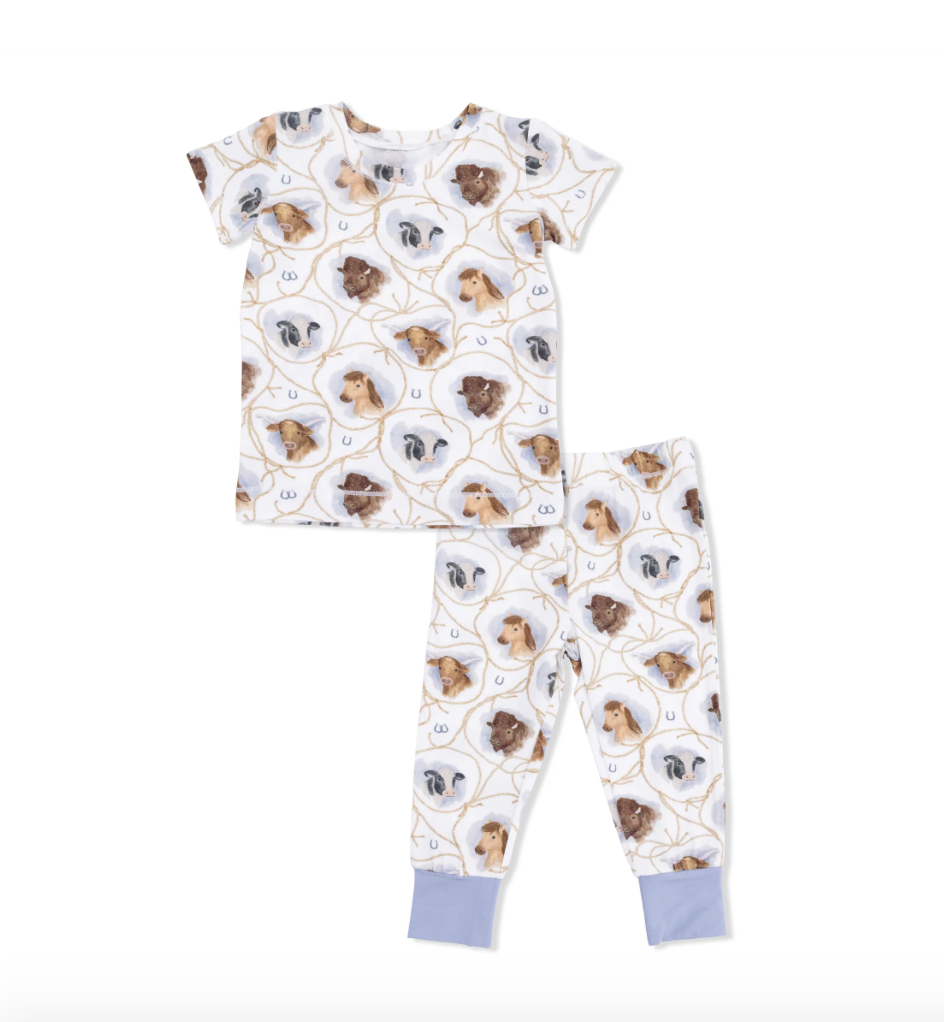 Loungewear Short Sleeve Set Farm Animals Rope Cameos Uni