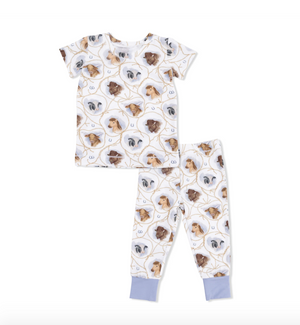 Loungewear Short Sleeve Set Farm Animals Rope Cameos Uni