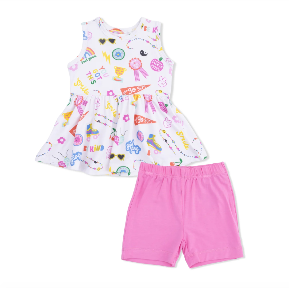 Peplum Tank Top And Bike Short Girl Power