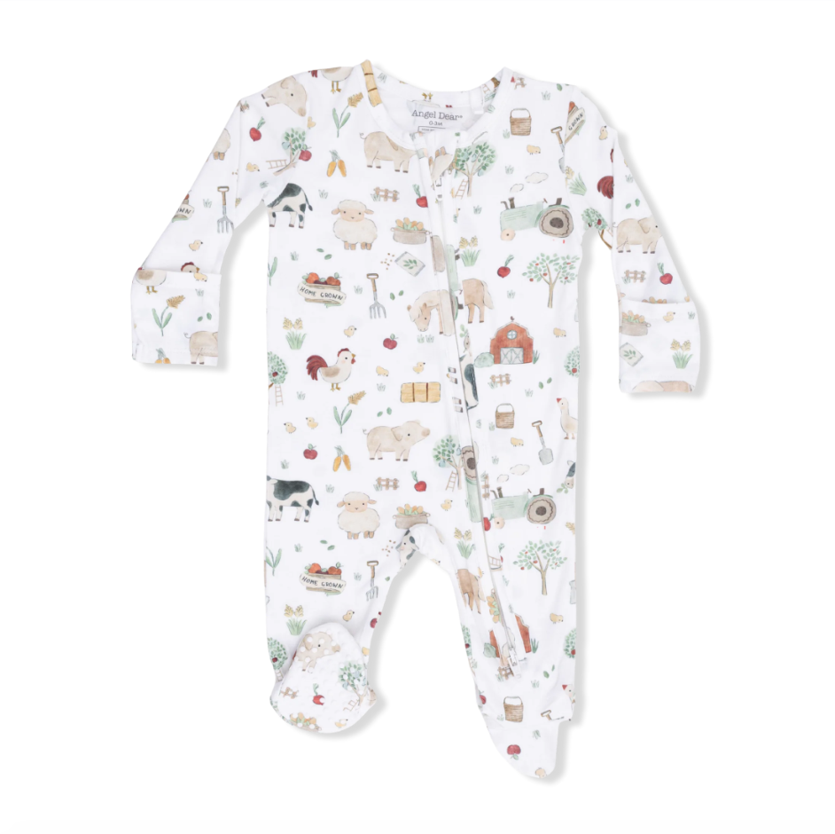 2 Way Zipper Footie Cute Farm Animals Uni
