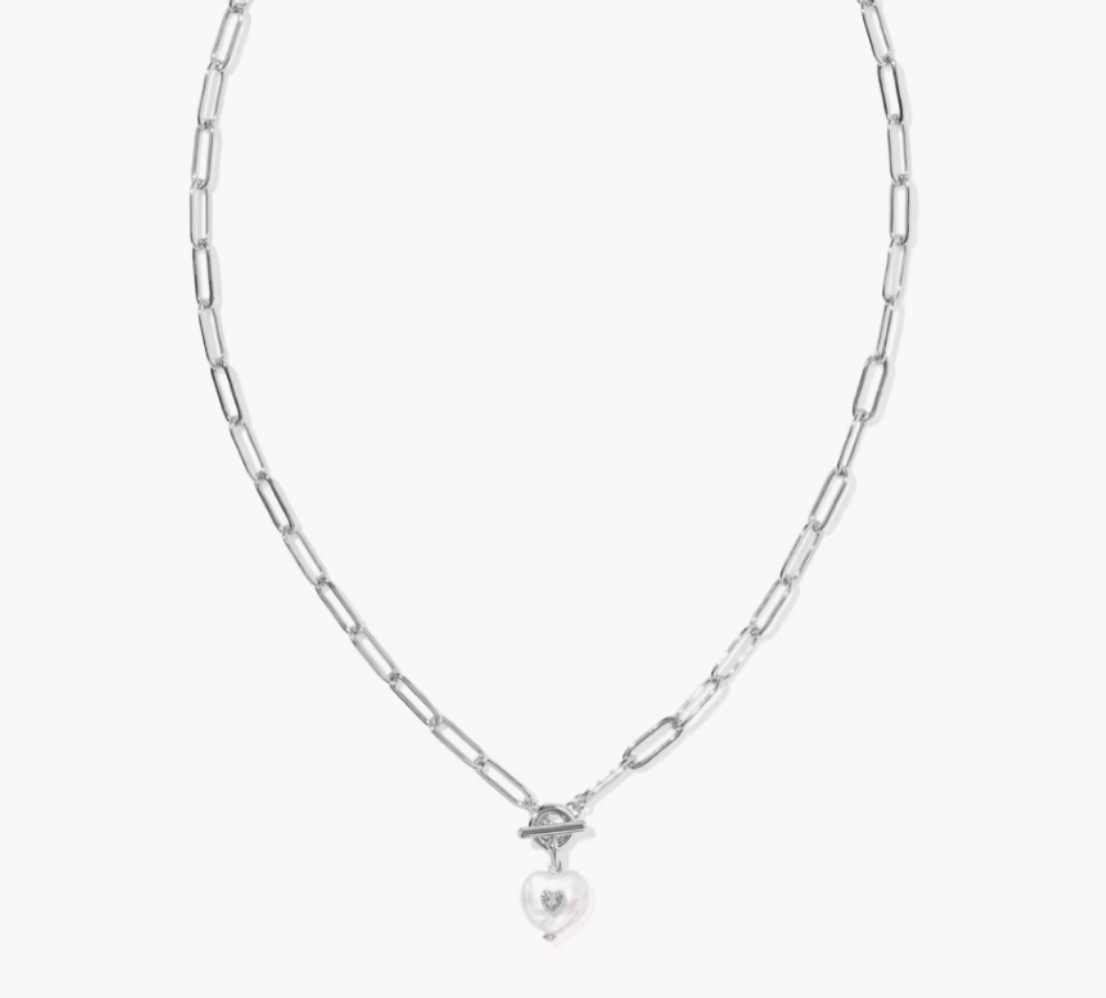 Sasha Heart Short Pendant Rhod Pearl