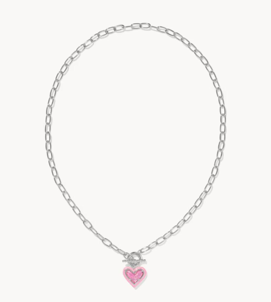 Ari Heart Chain Rhod Nickel Blush MOP Necklace