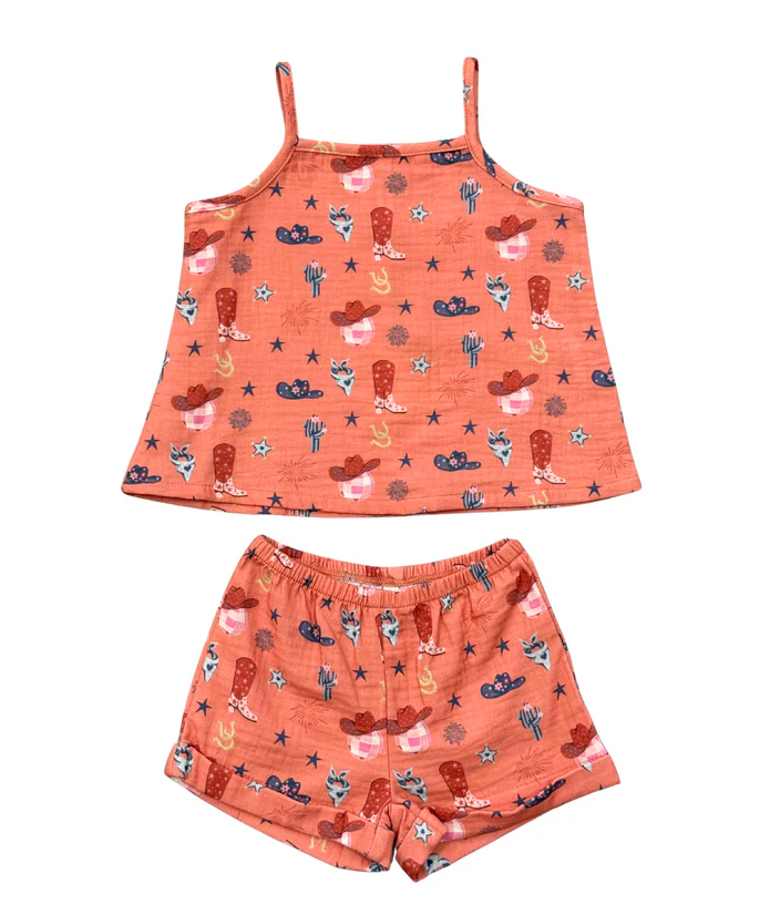 Girls Gauze Tank & Short Set American Cowgirl