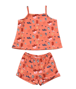Girls Gauze Tank & Short Set American Cowgirl