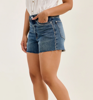 Reba HW Cut Off Shorts With Dome Studs