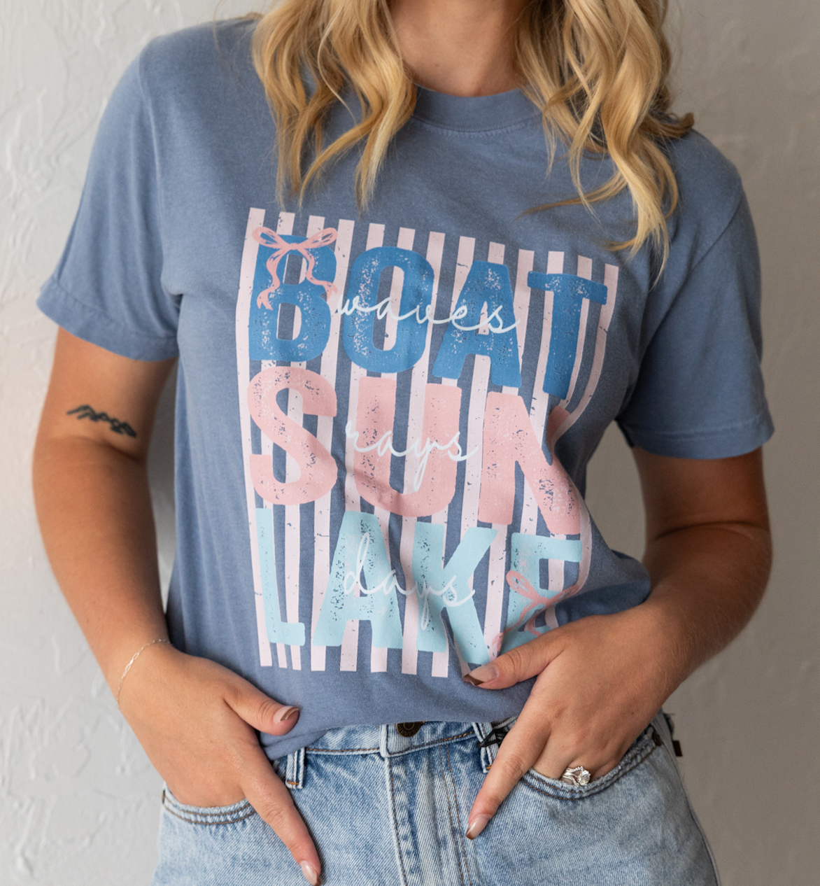Boat Rays Lake Days Graphic Tee Blue