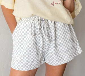 Checkerboard Knit Shorts H. Grey