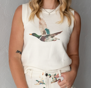 Mallard Duck Sweater Vest Ivory