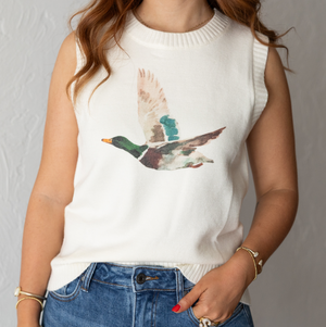 Mallard Duck Sweater Vest Ivory