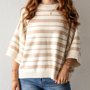 Simply Chic Taupe Striped Sweater