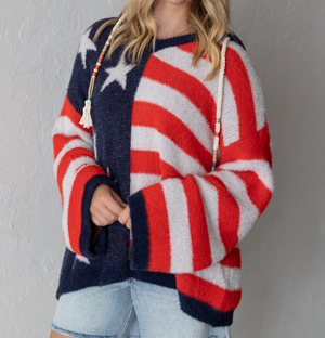 POL Navy Multi Sweater