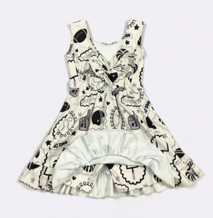 Black/White Go Team Girls Dress