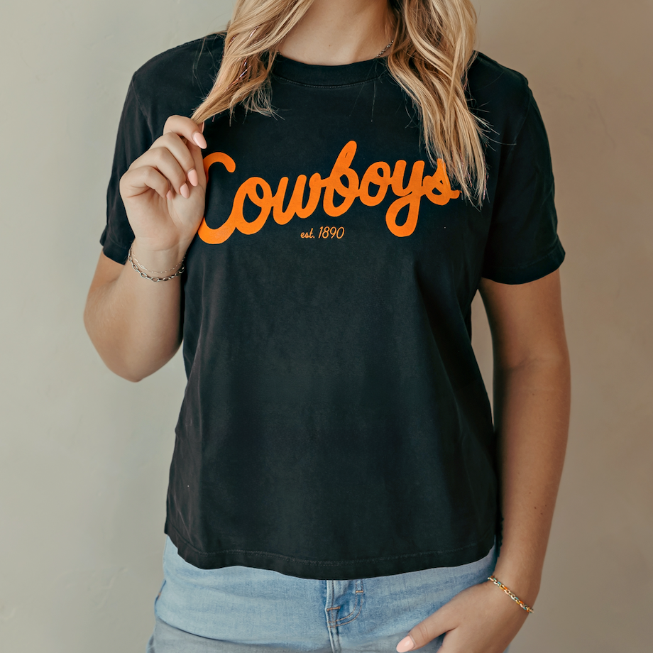OSU Cowboys Bold Script Vintage Black Tee