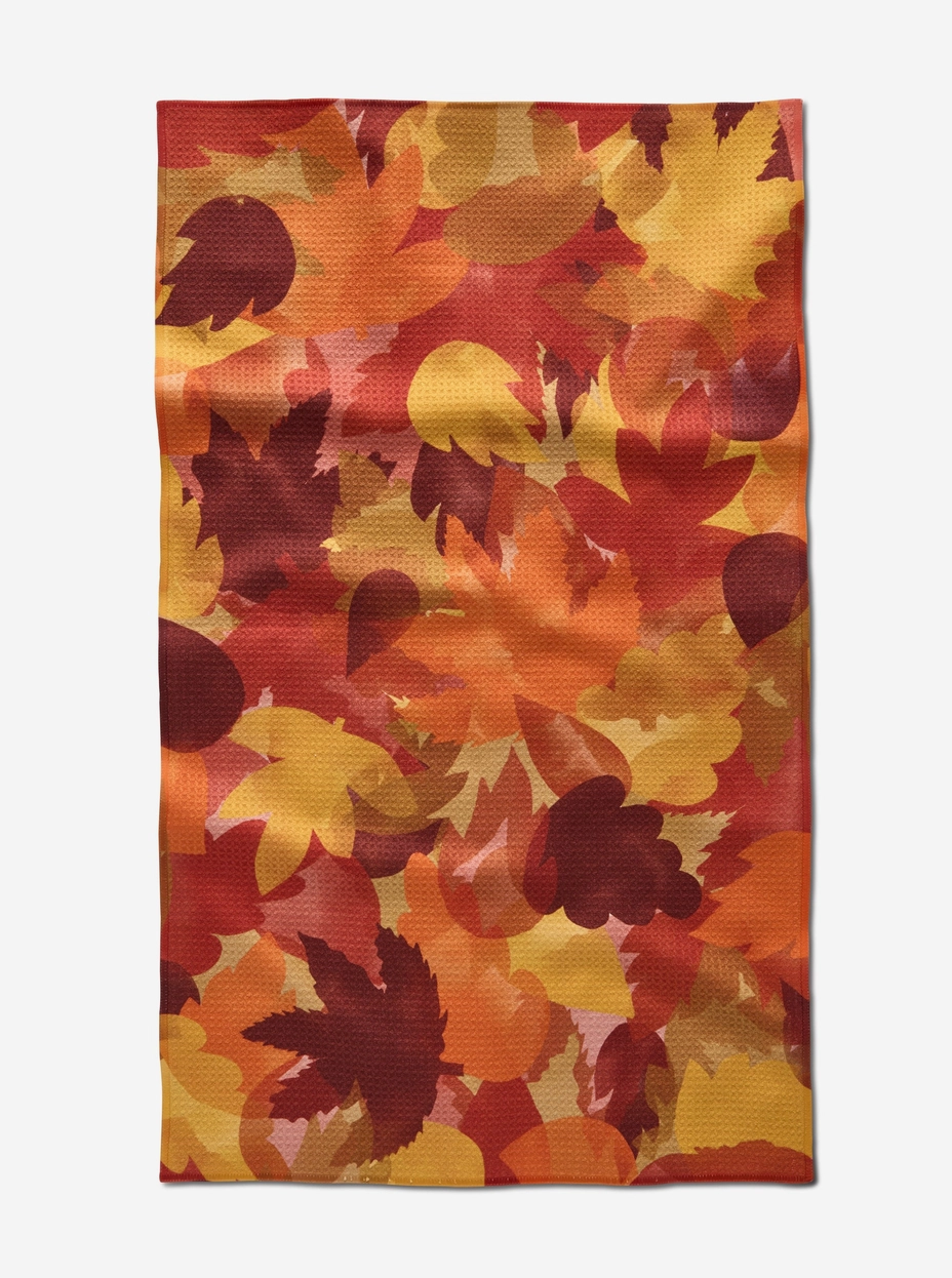 Watercolor Fallen Leaves Kitchen Tea Towel