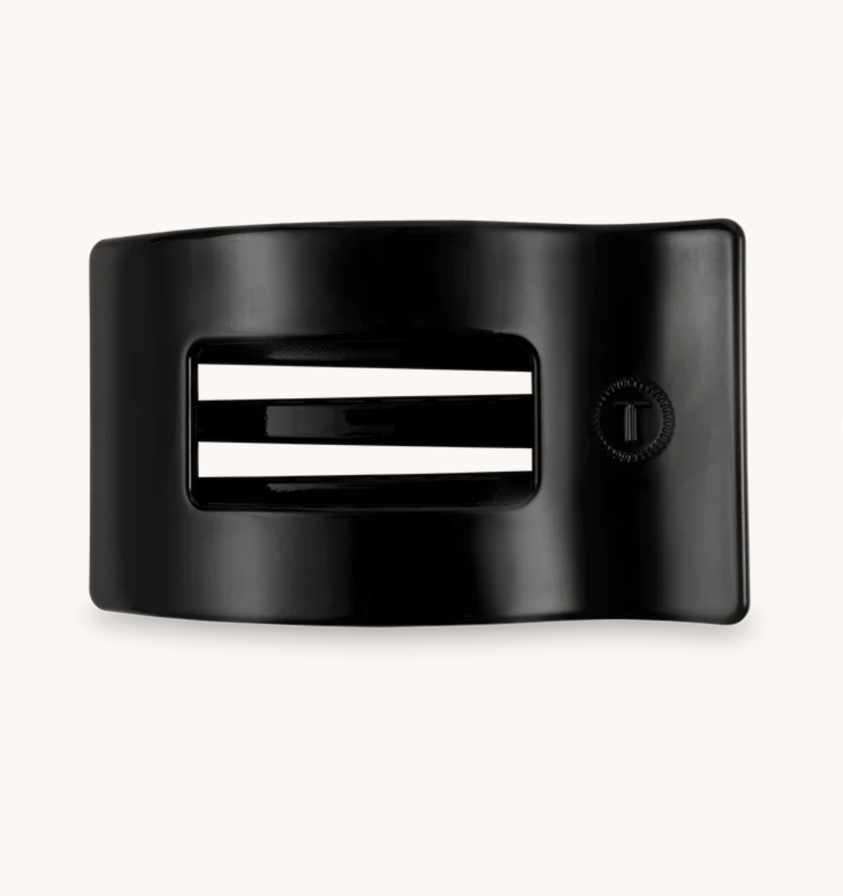 Jet Black Medium Flat Rectangle Hair Clip