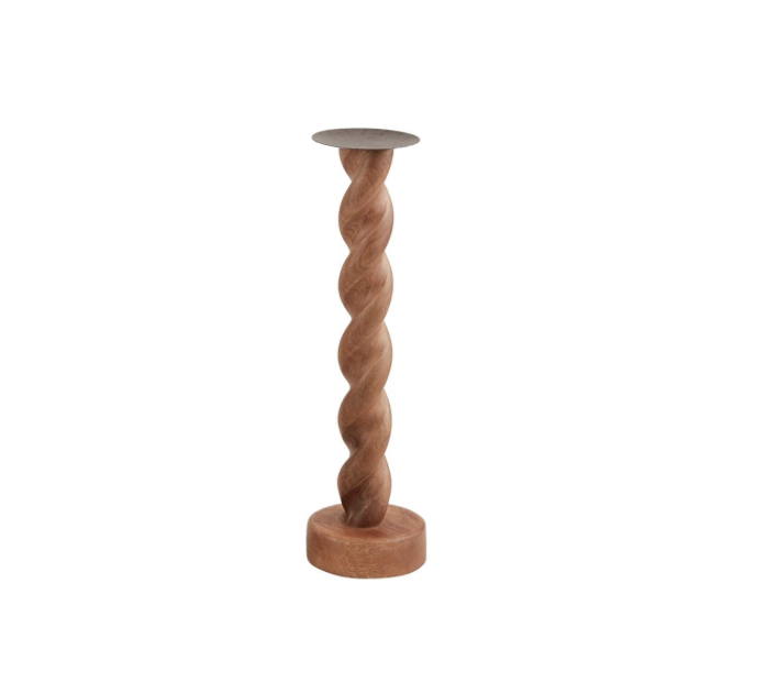 Small Twisted Wood Candlestick
