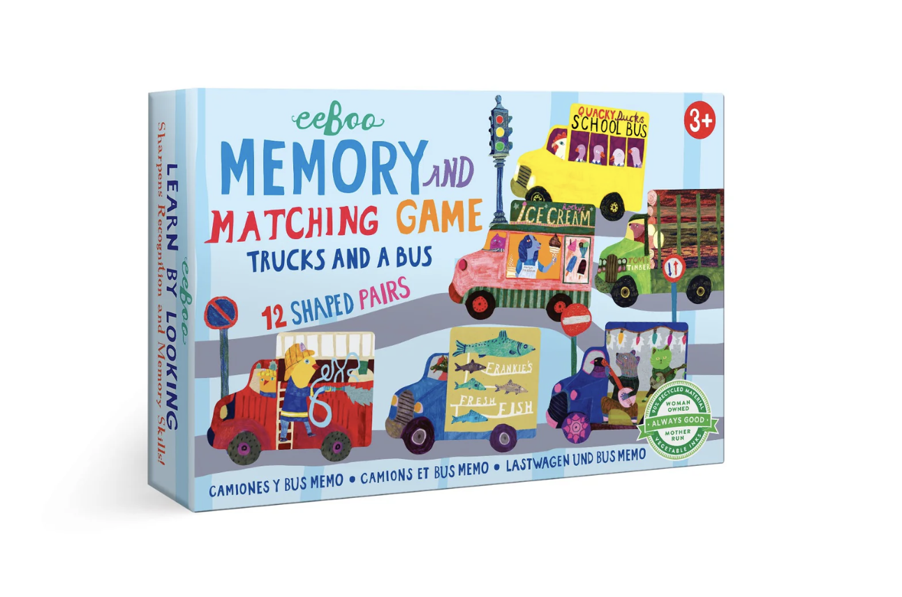 Trucks and a Bus Shaped Memory and Matching Game