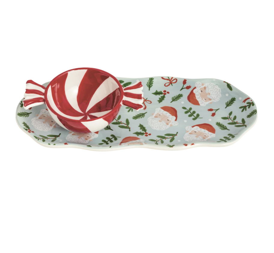 Santa & Peppermint Tray & Tidbit Set