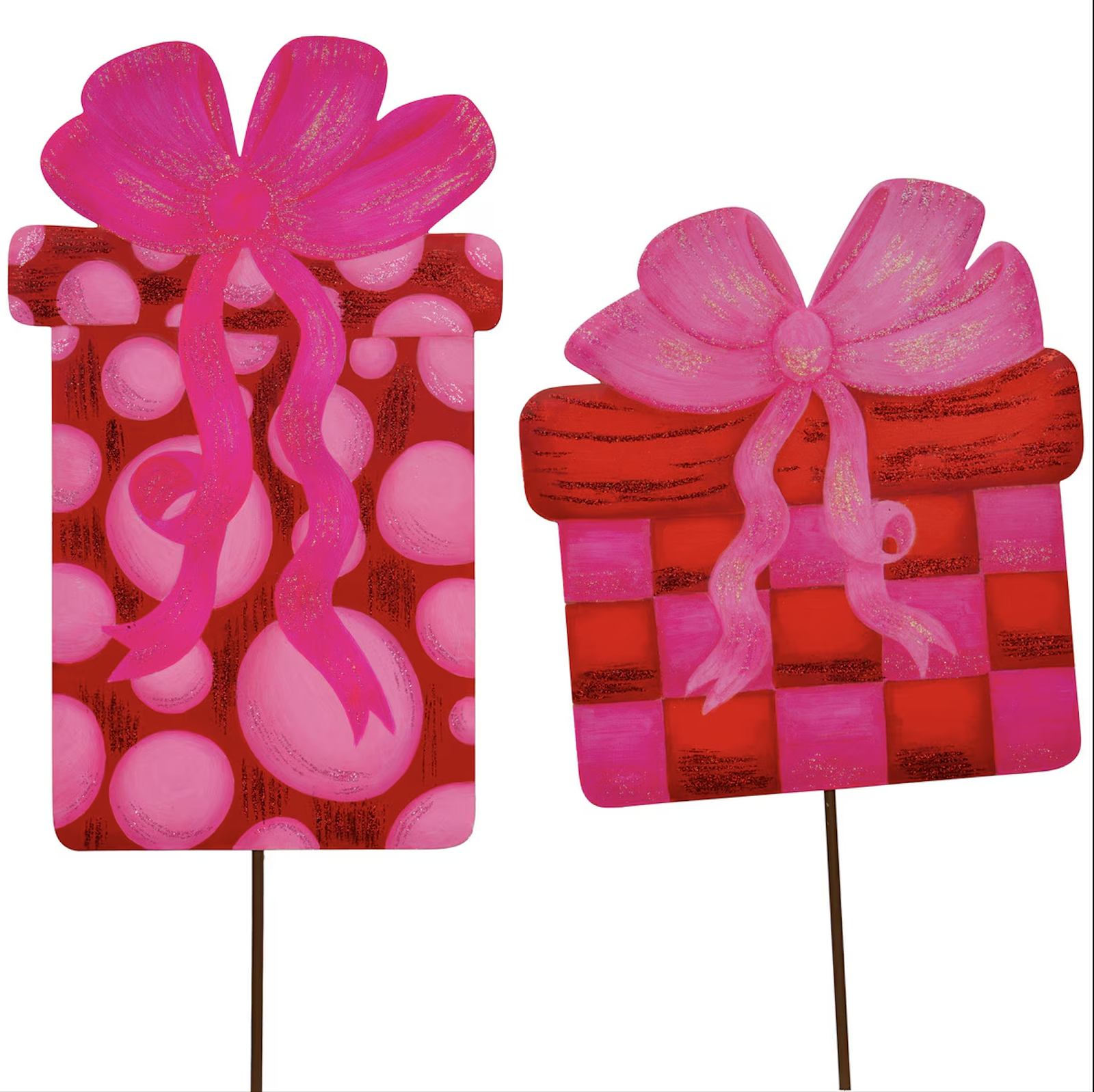 Pinkmas Gift Boxes Yard Stake Tall