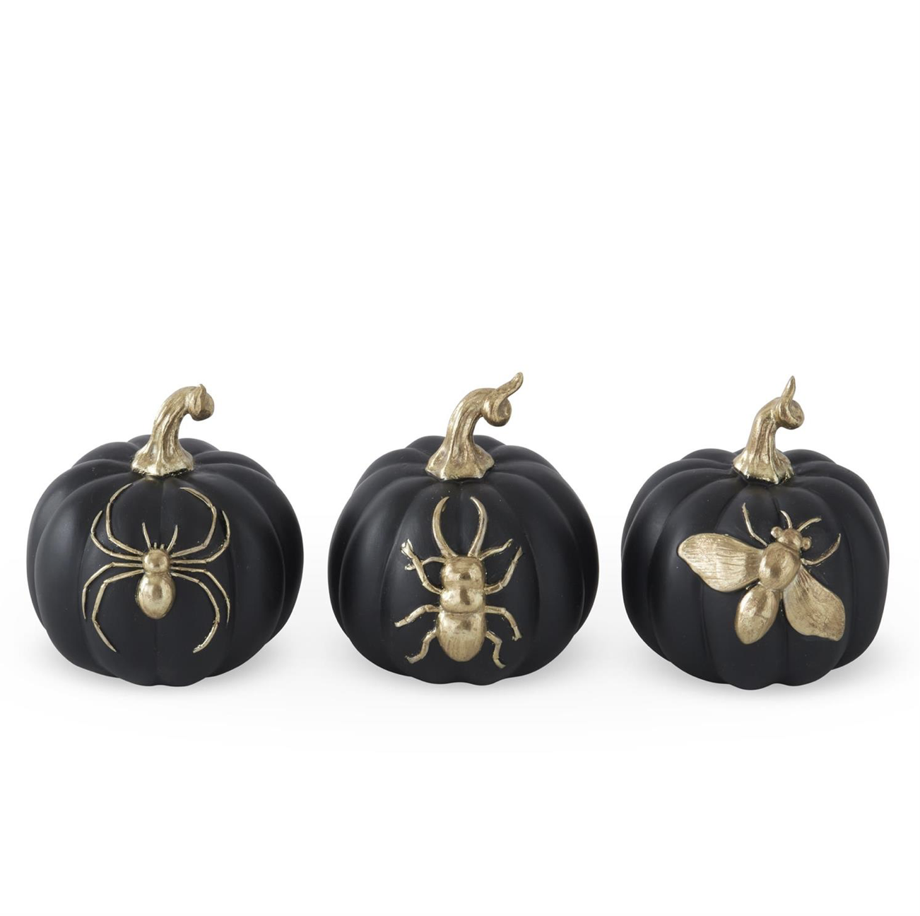 4" Black & Gold Insect Pumpkins