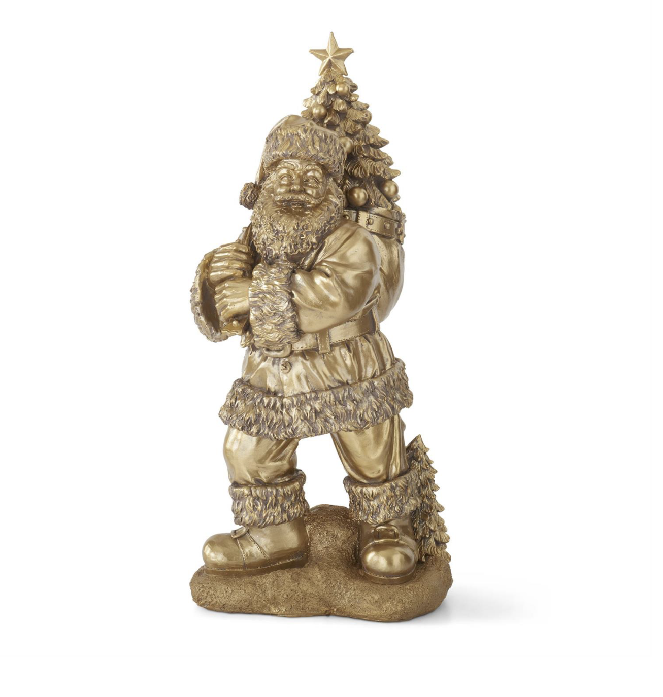 23" Antique Gold Resin Santa