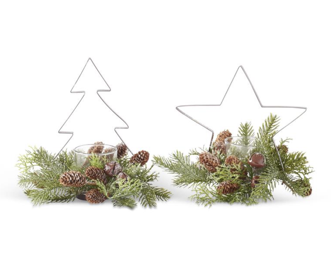 9" Glittered Pine & Metal Tree/Star