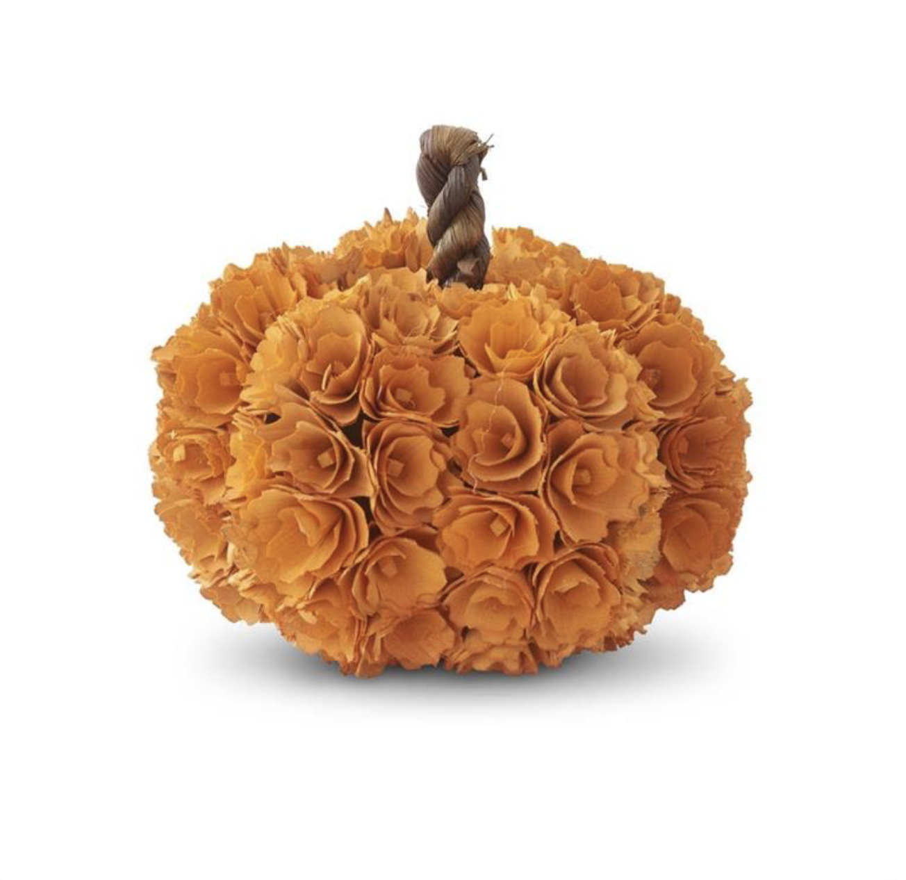 7.5" Orange Shaved Wood Pumpkin