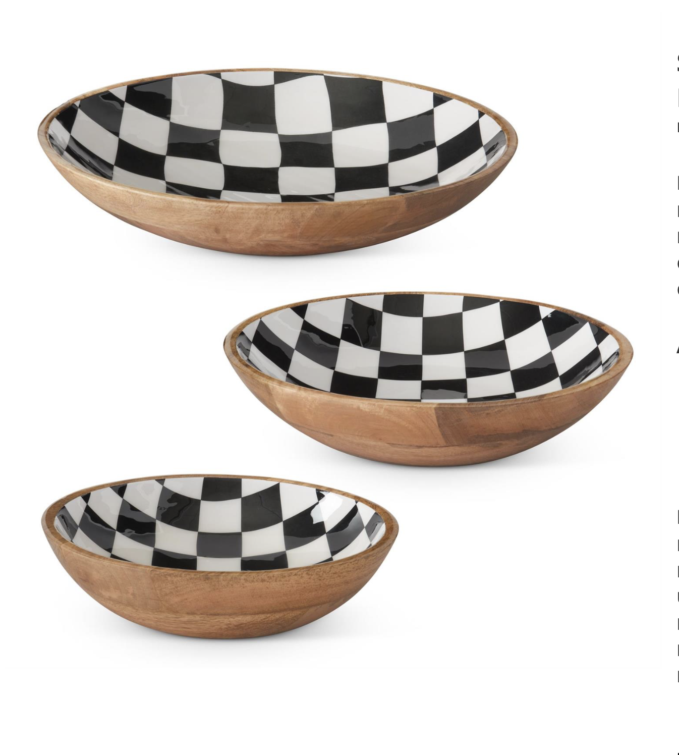16" Black & White Check Enameled Bowls