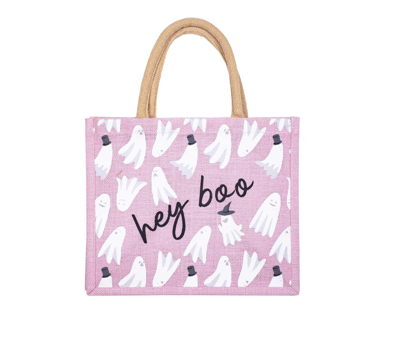 Hey Boo Gift Tote Pink & White
