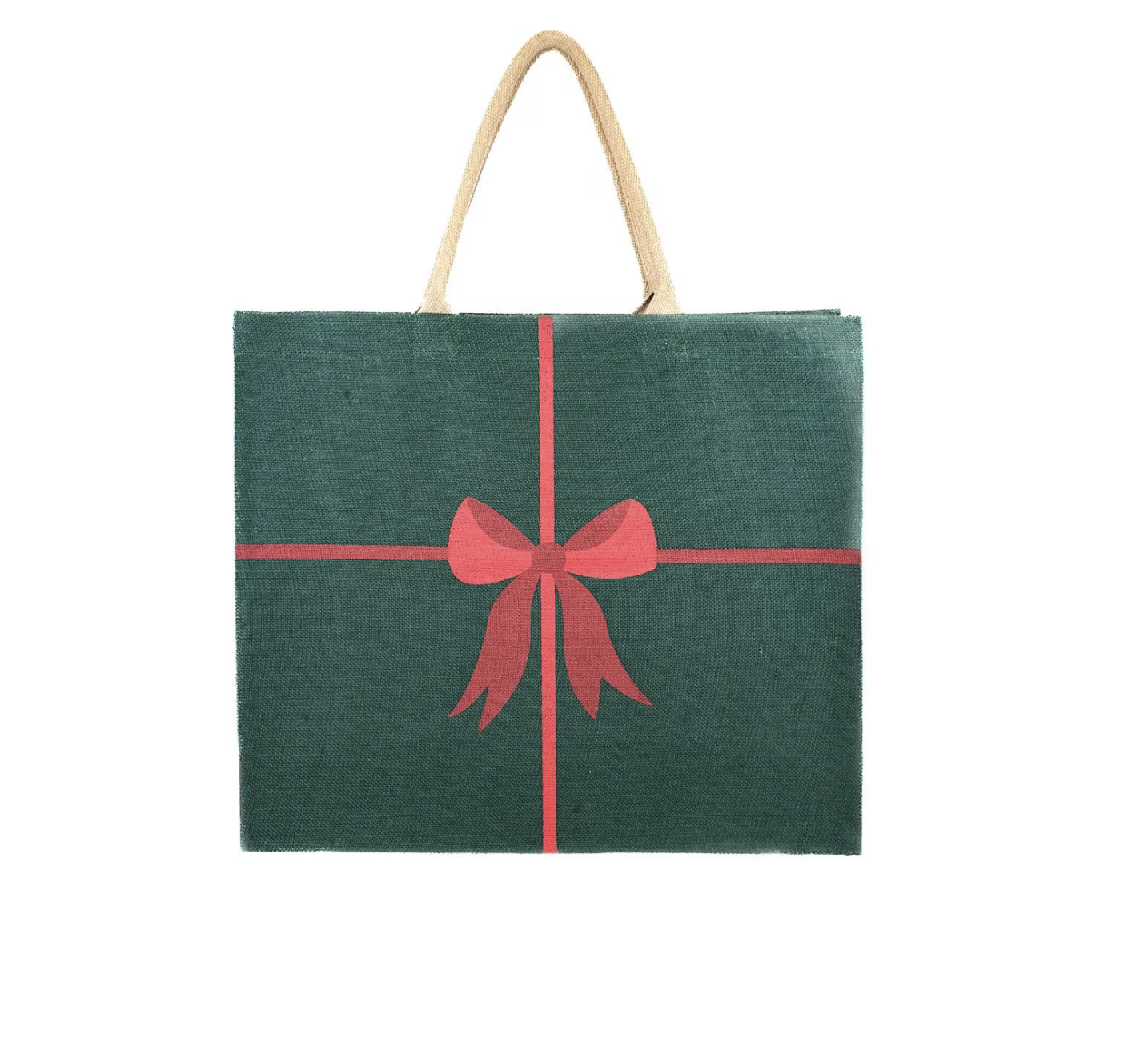 Christmas Bow Carryall Tote Red/Green 12x19x8